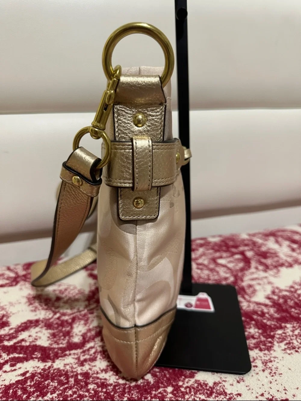 Coach Metallic Gold and Cream Signature Crossbody Shoulder/Crossbody Bag - Picture 5 of 15